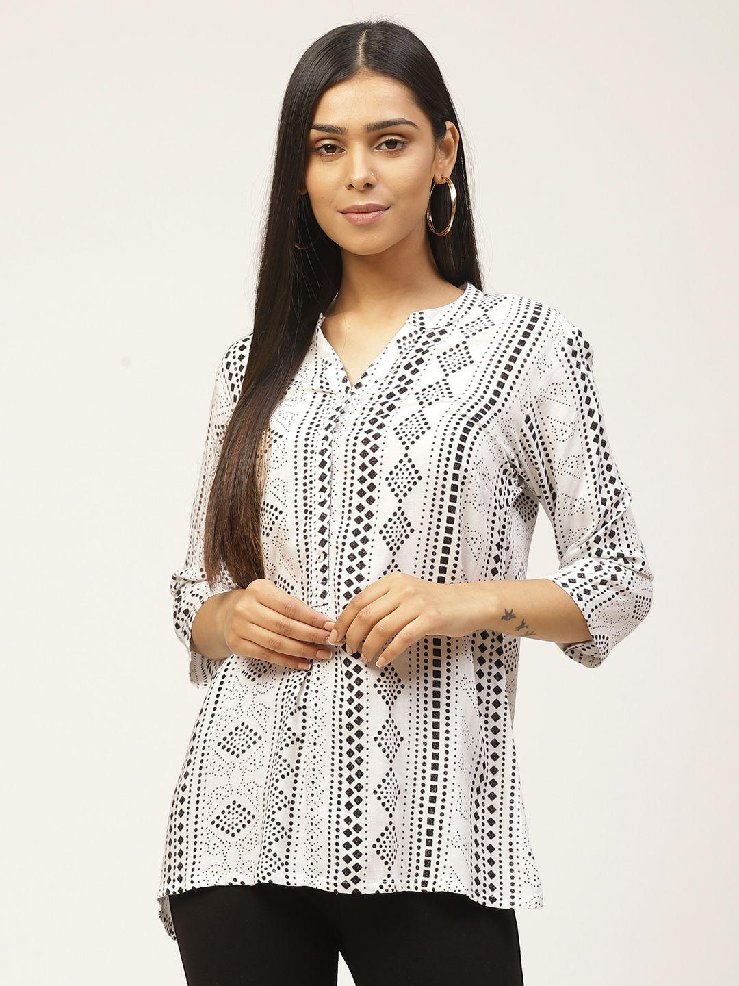 zizo by namrata bajaj women white & black printed top