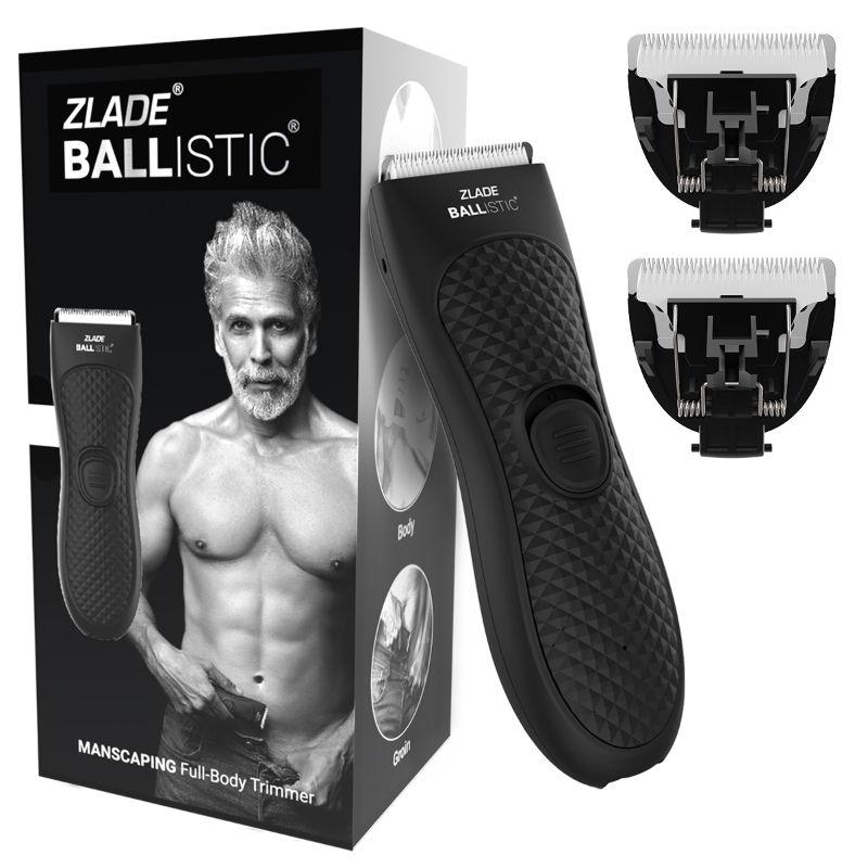 zlade ballistic manscaping body trimmer with extra heads for men