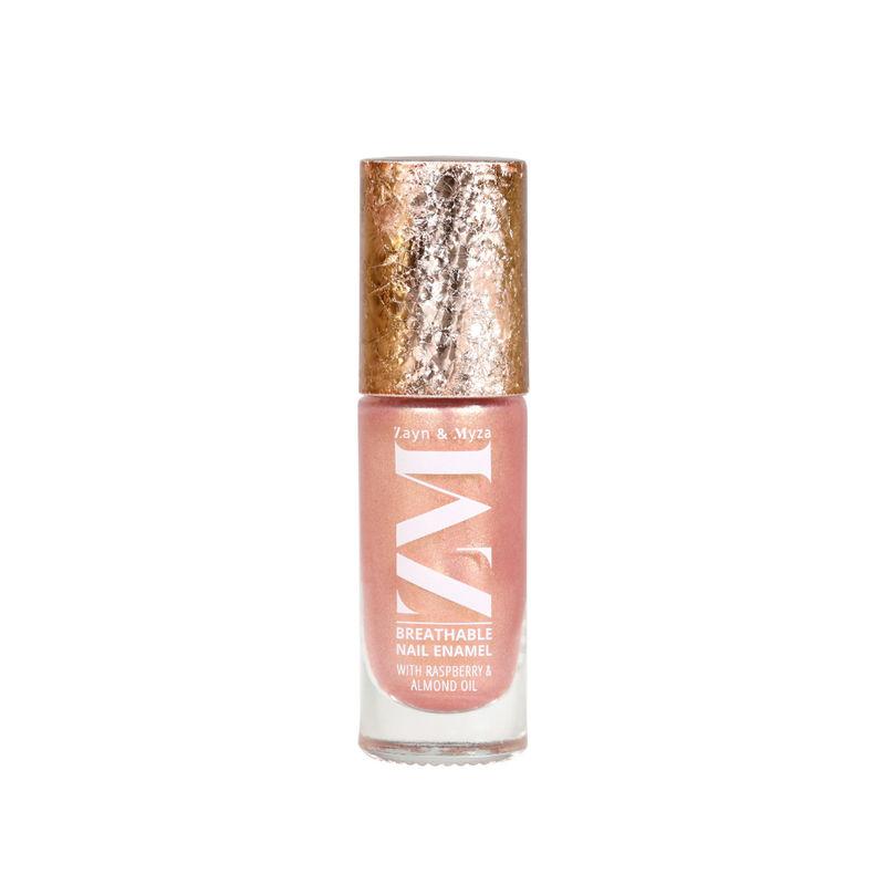 zm zayn & myza breathable nail enamel with raspberry & almond oil - pink pearl