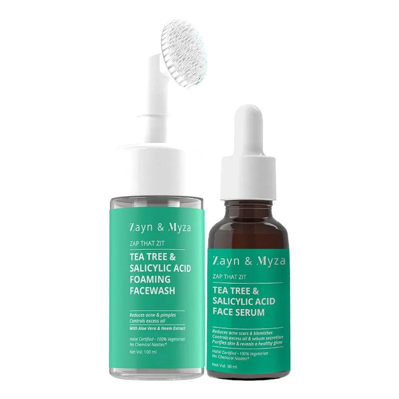 zm zayn & myza tea tree face wash + tea tree face serum for women