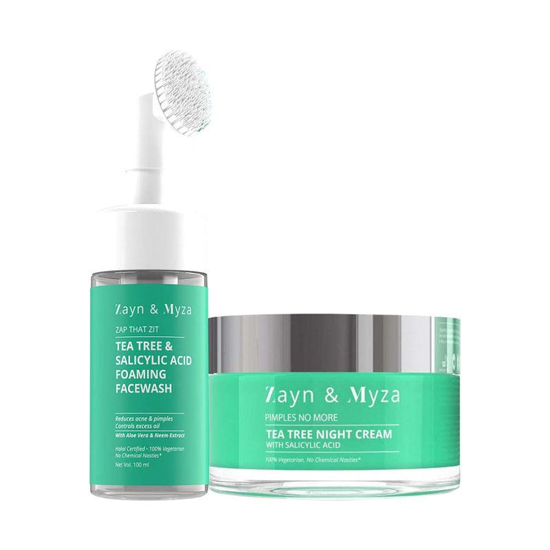 zm zayn & myza tea tree face wash + tea tree night cream