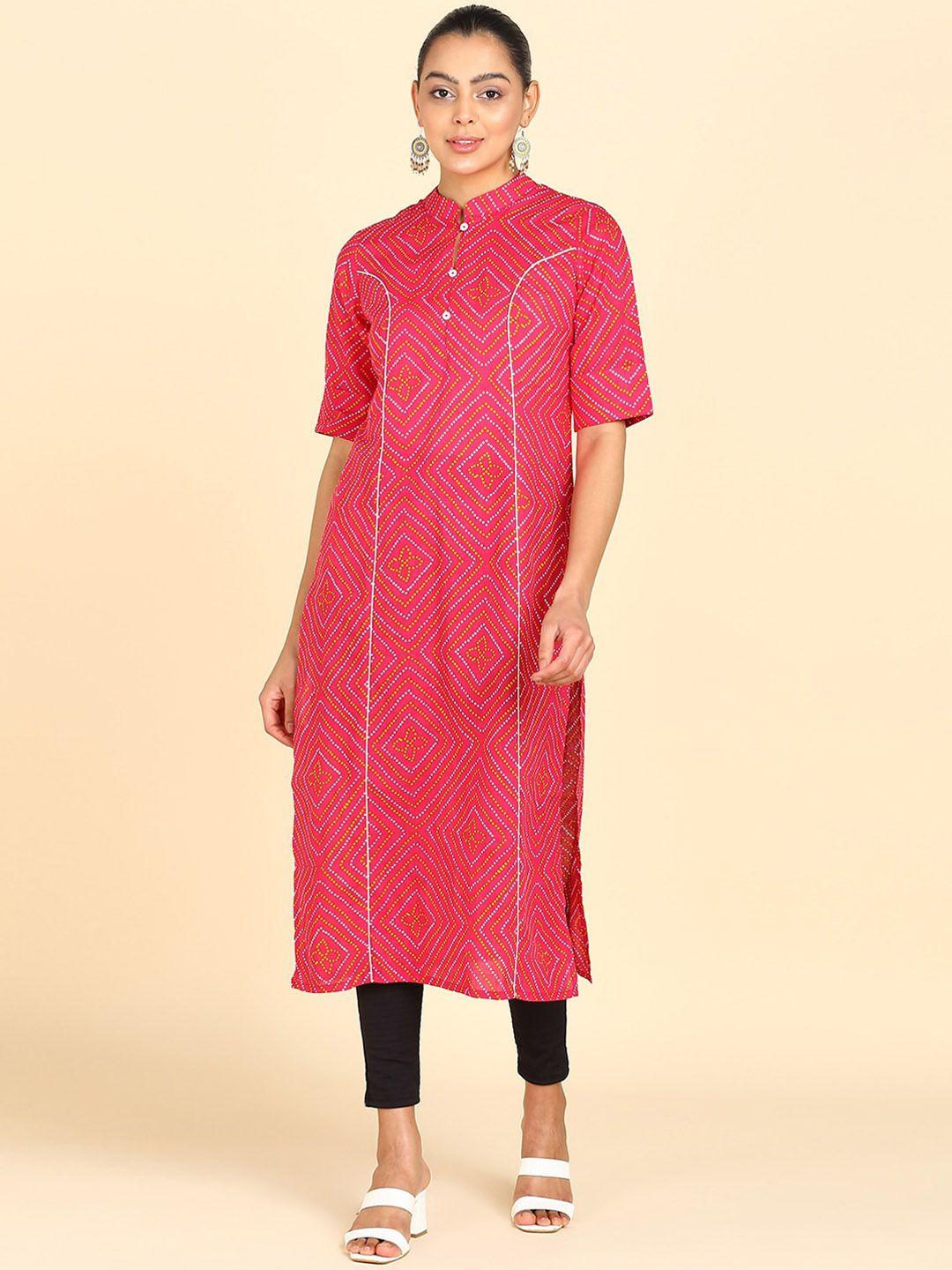 znx clothing bandhani printed panelled kurta