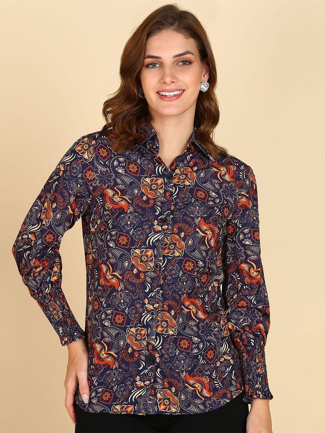 znx clothing classic floral opaque printed casual shirt