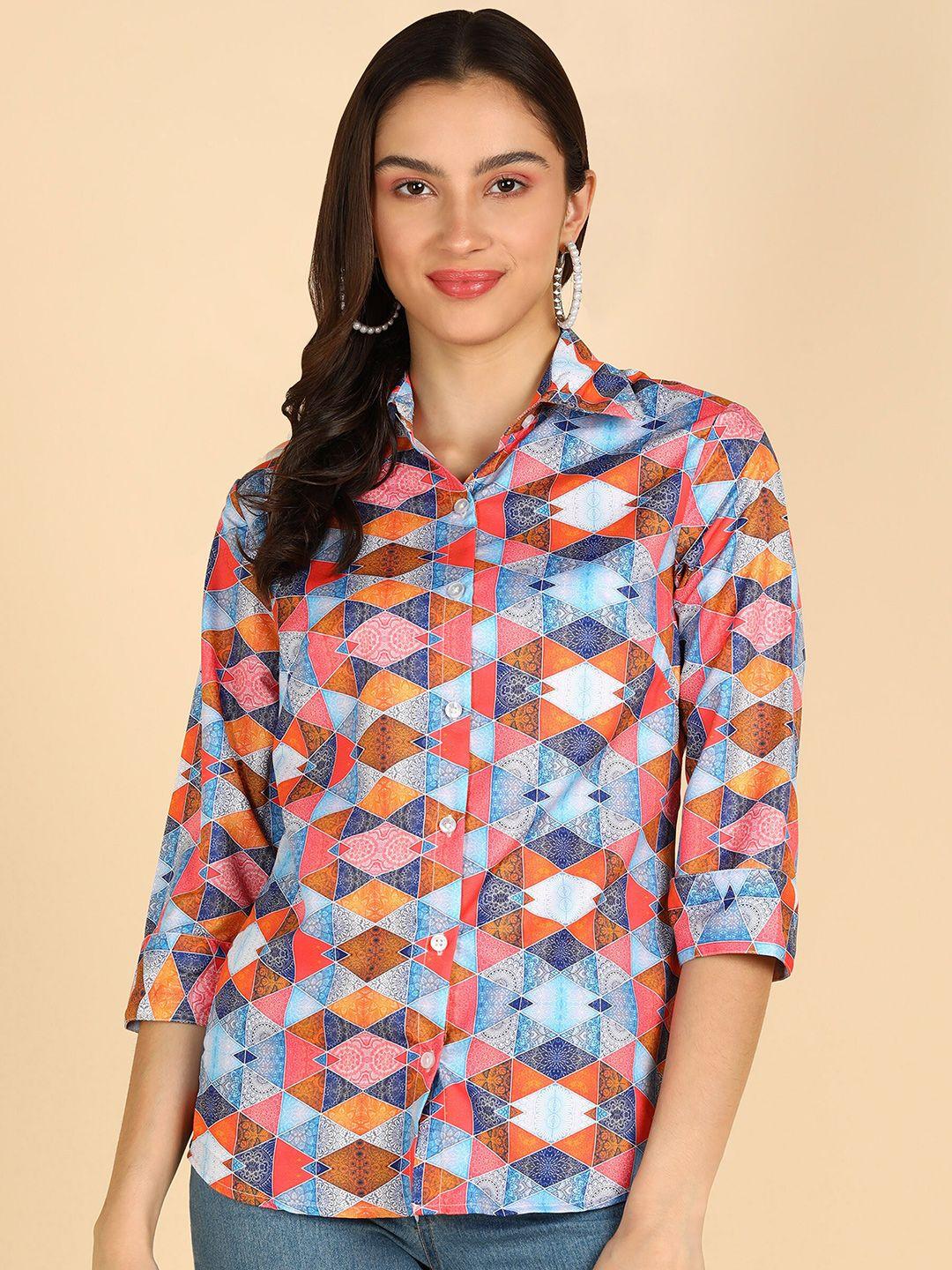 znx clothing classic geometric printed casual shirt