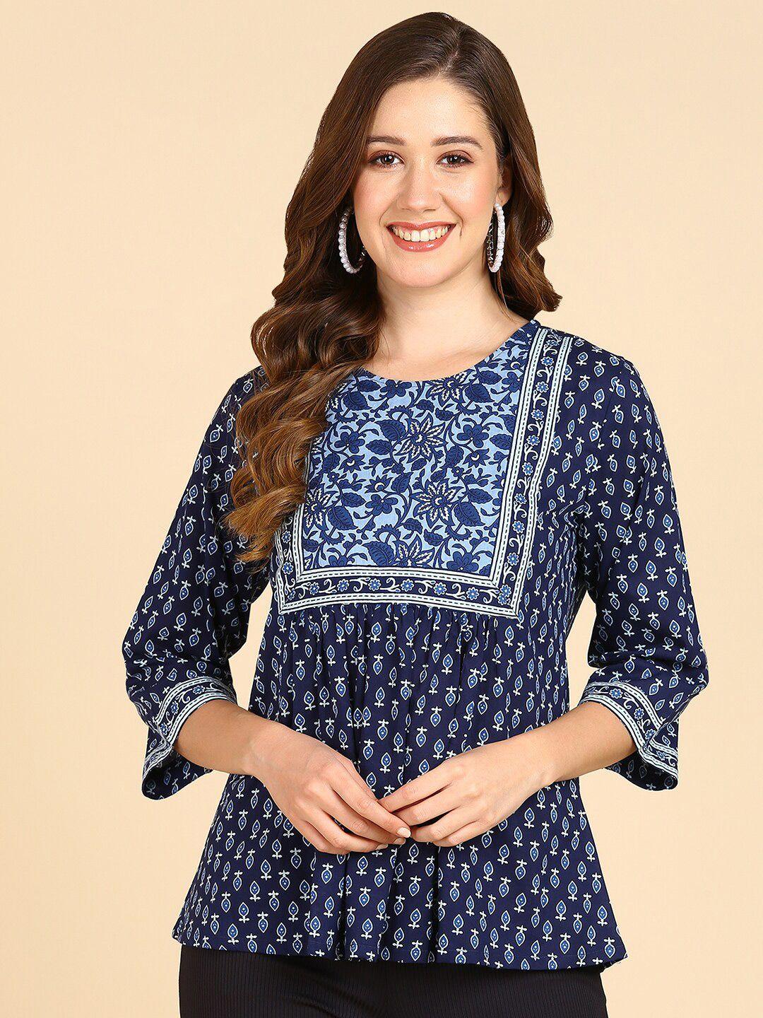 znx clothing ethnic motifs printed cotton top