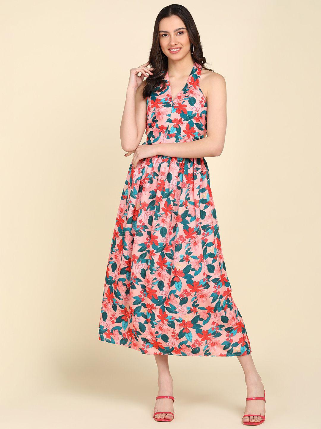 znx clothing floral a-line midi dress