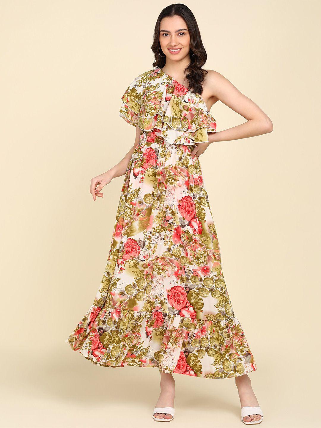 znx clothing floral one shoulder maxi dress