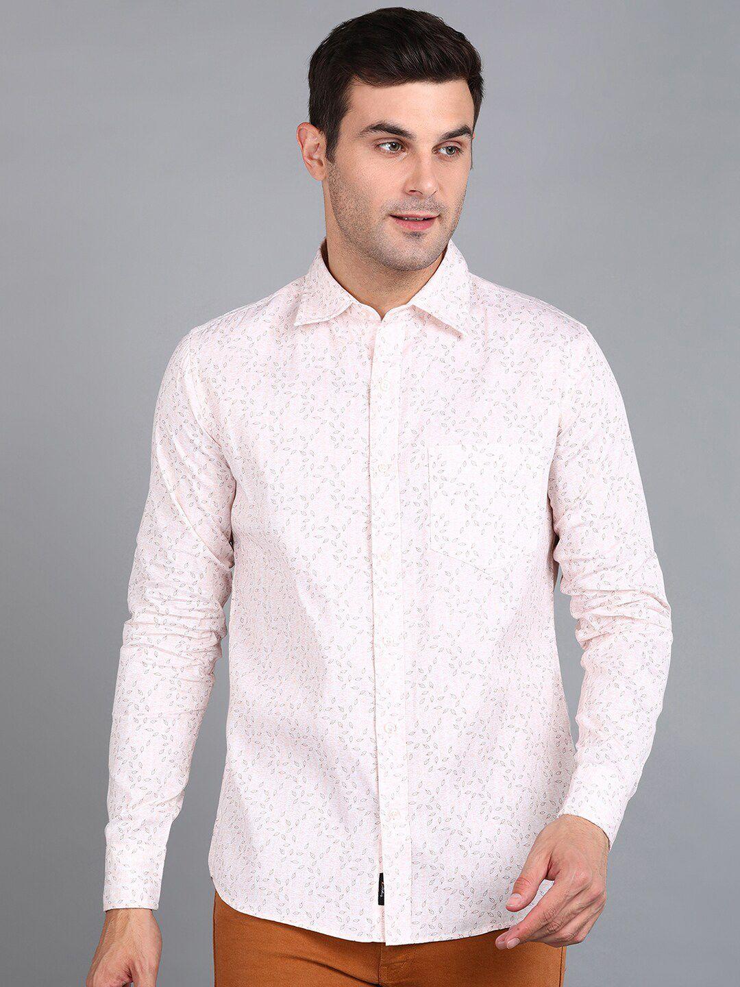 znx clothing men beige premium floral opaque printed formal shirt