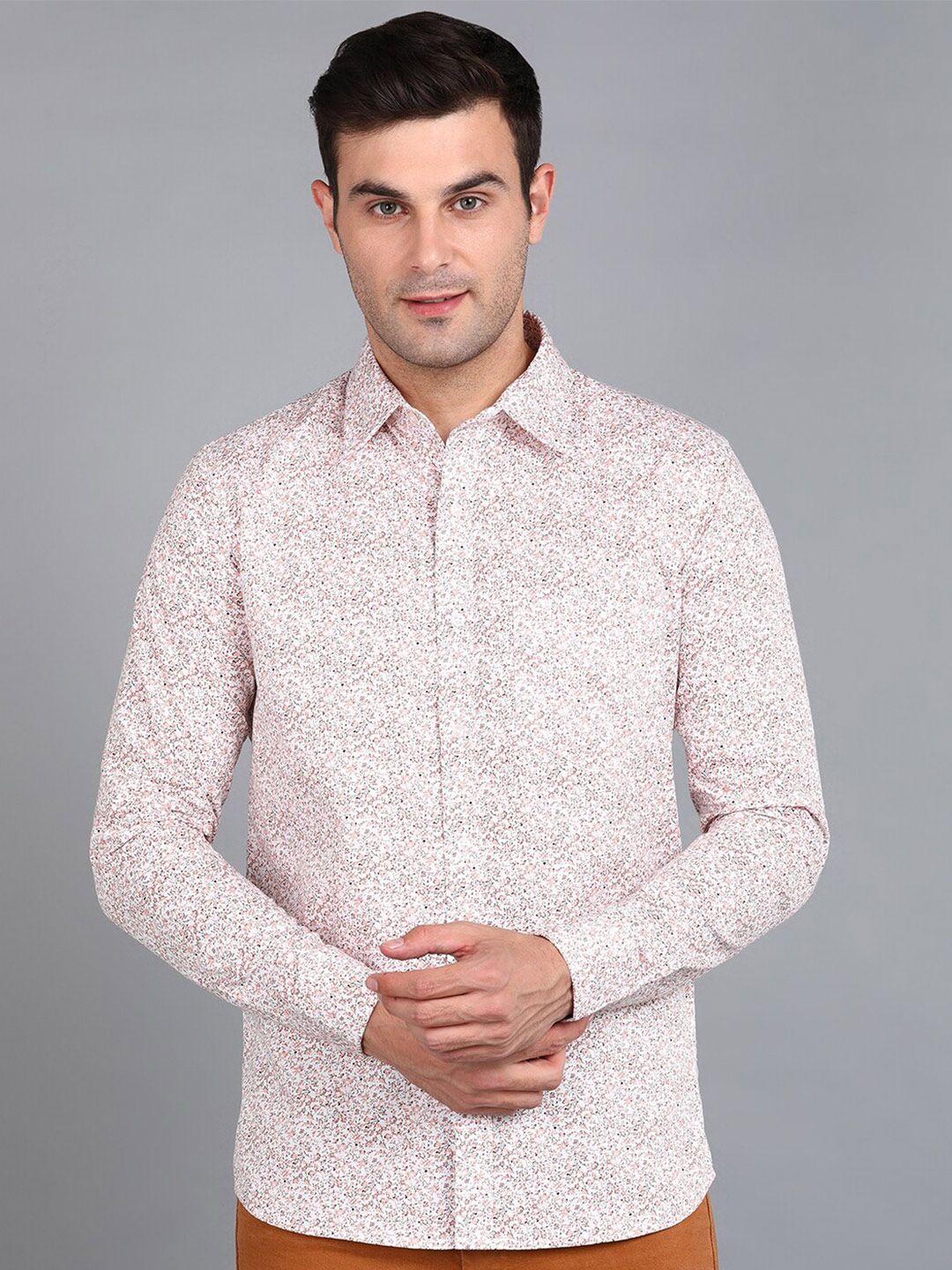 znx clothing men beige premium floral opaque printed formal shirt