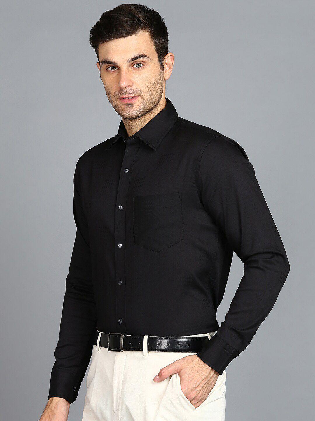 znx clothing men black premium opaque formal shirt