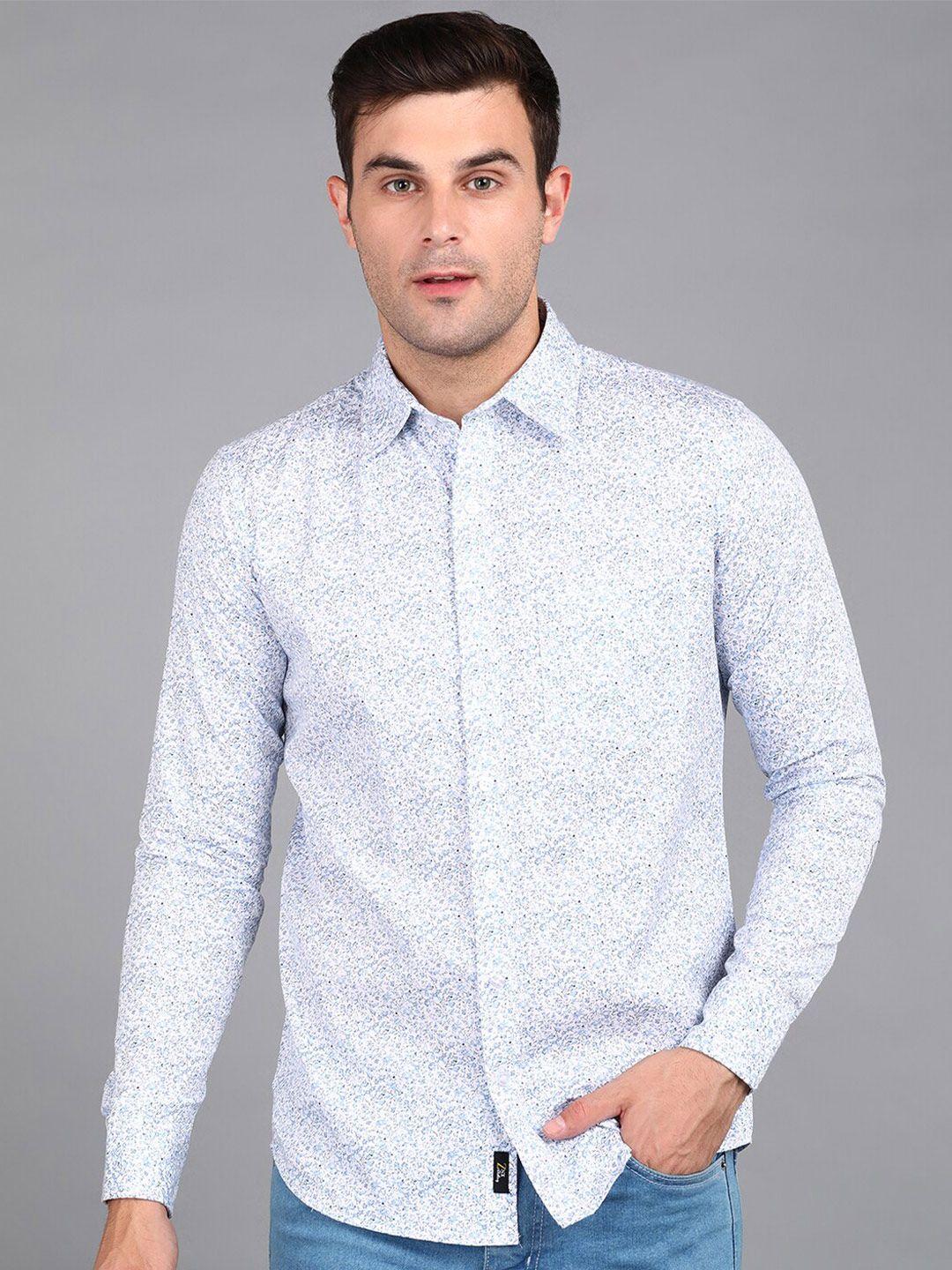 znx clothing men blue premium floral opaque printed formal shirt