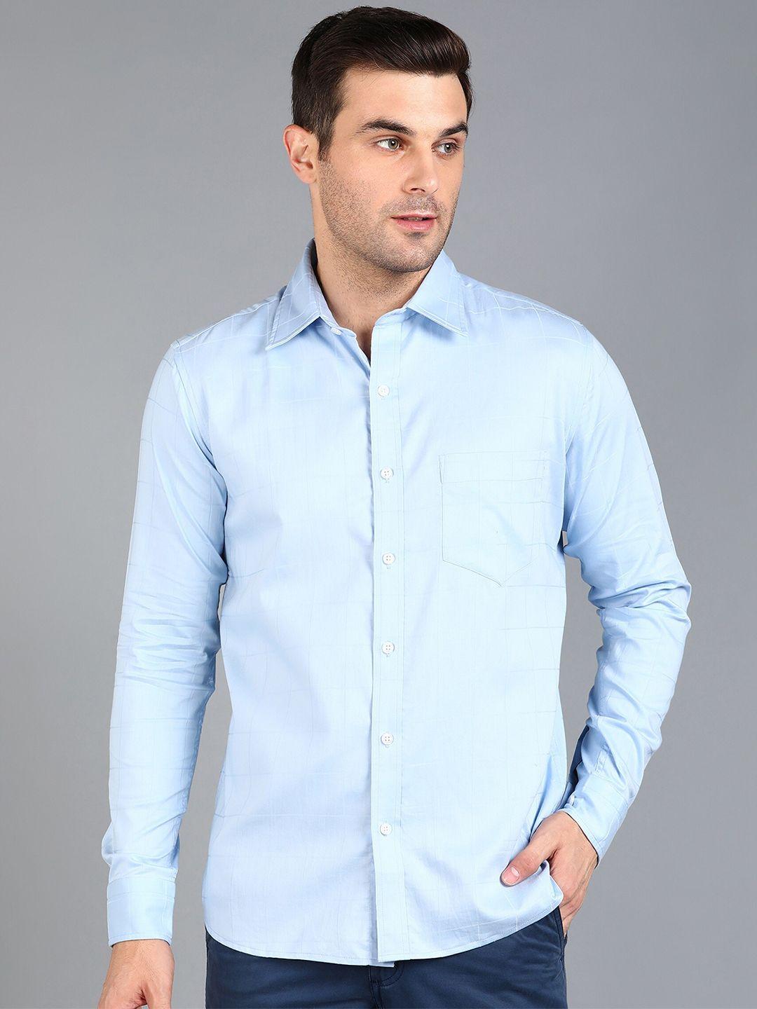 znx clothing men blue premium slim fit opaque formal shirt