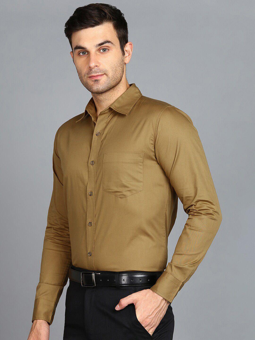 znx clothing men brown premium opaque formal shirt