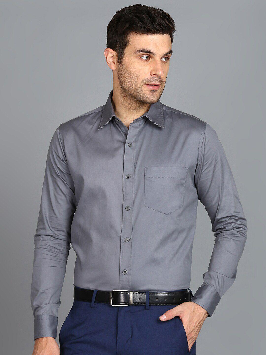 znx clothing men grey premium opaque formal shirt