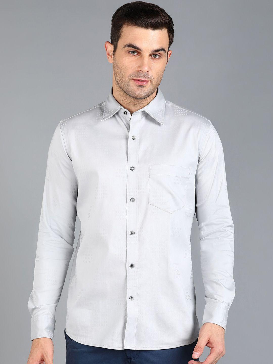 znx clothing men grey premium slim fit opaque formal shirt