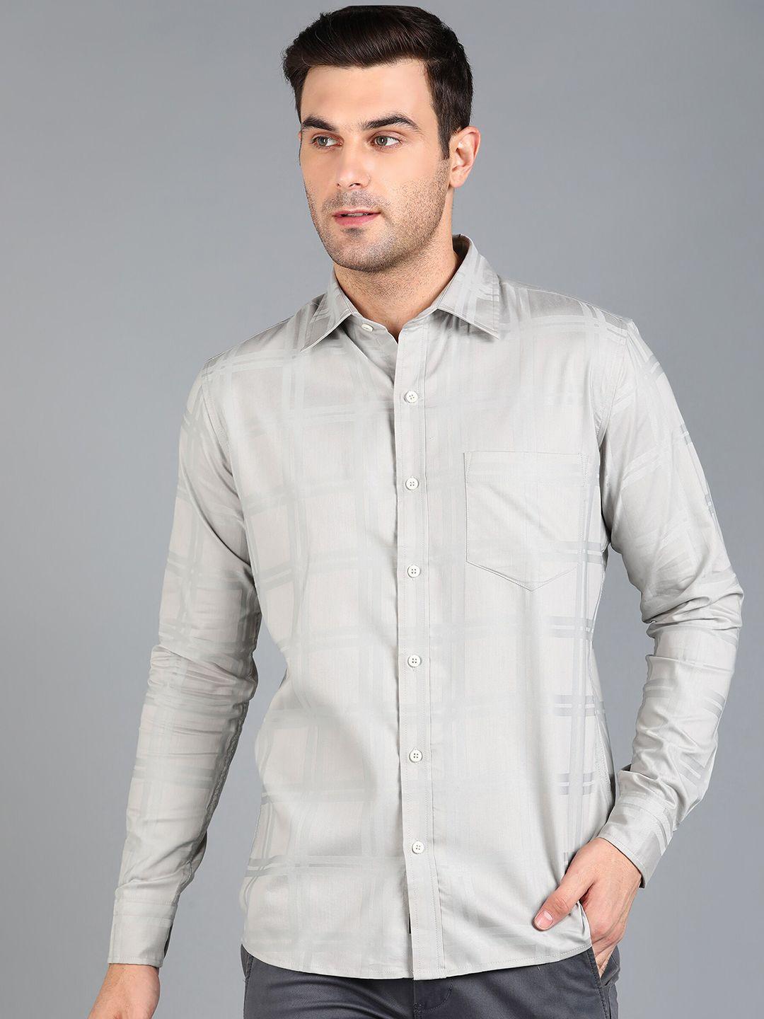 znx clothing men grey premium slim fit opaque formal shirt