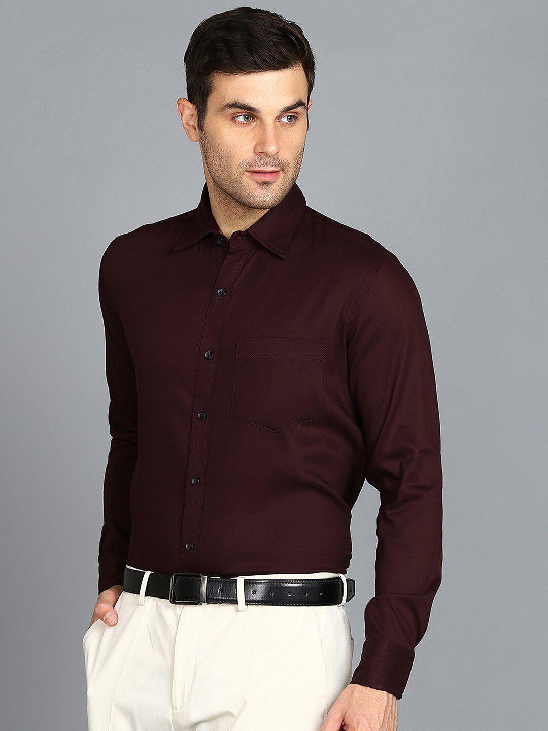 znx clothing men maroon premium opaque formal shirt