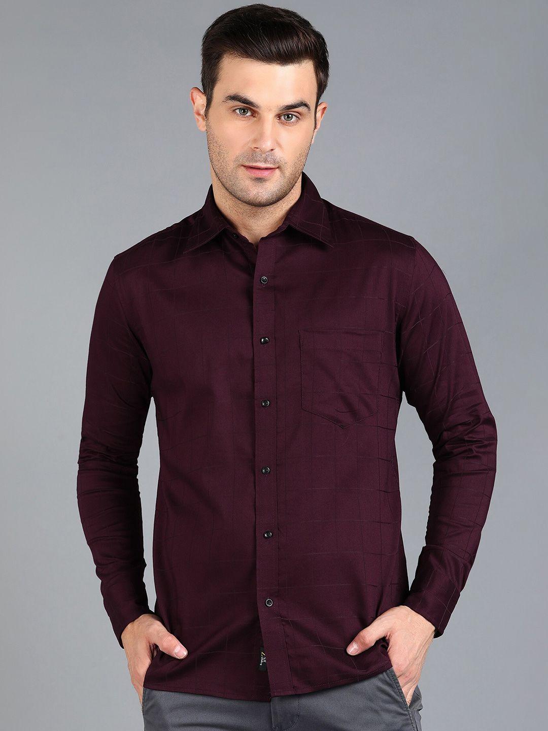 znx clothing men maroon premium slim fit opaque formal shirt