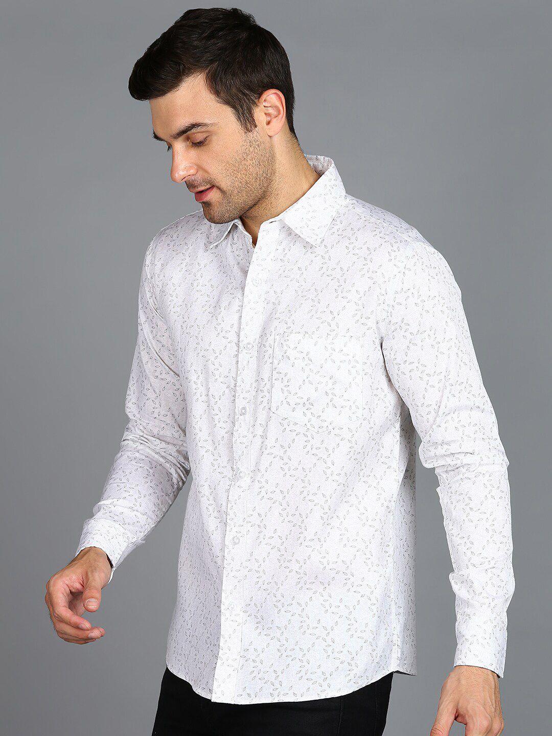 znx clothing men off white premium opaque printed formal shirt