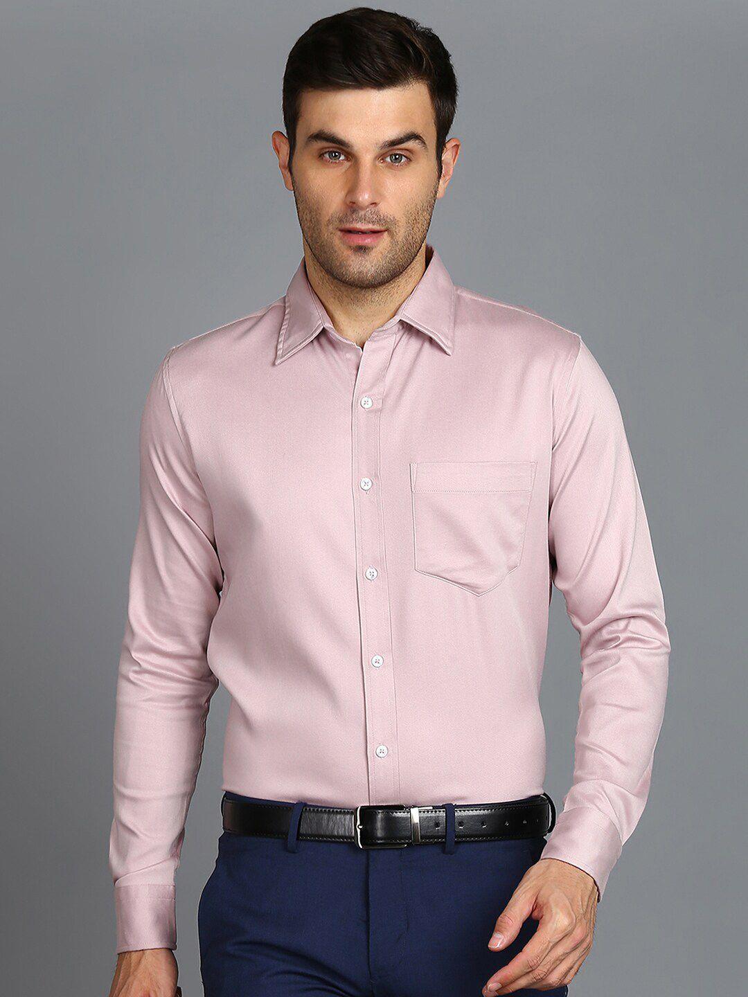znx clothing men pink premium opaque formal shirt