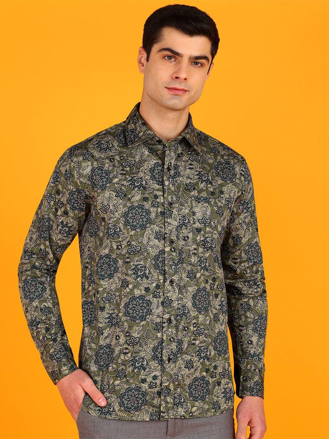 znx clothing men premium floral opaque printed casual shirt