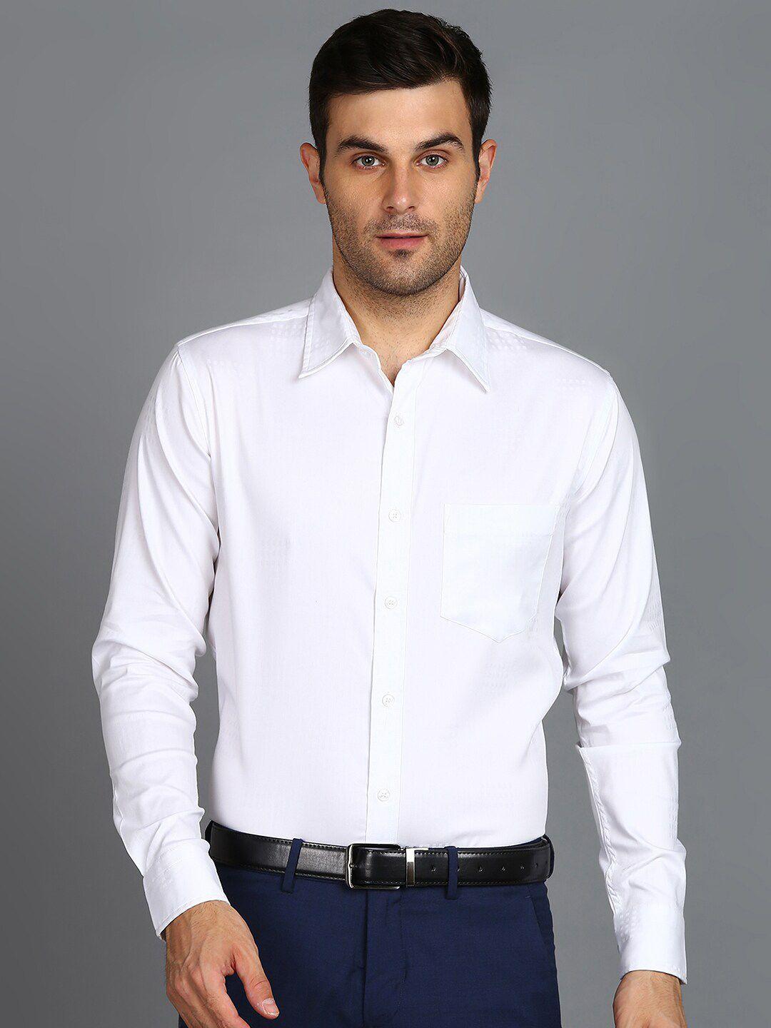 znx clothing men white premium opaque formal shirt