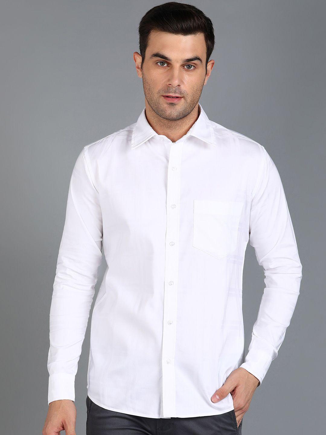 znx clothing men white premium slim fit opaque formal shirt