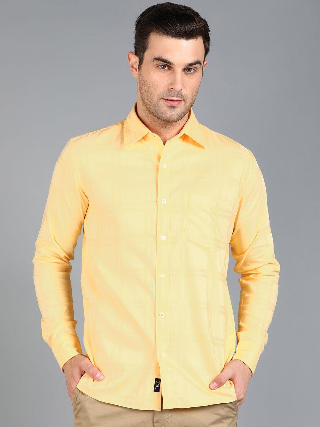 znx clothing men yellow premium slim fit opaque formal shirt