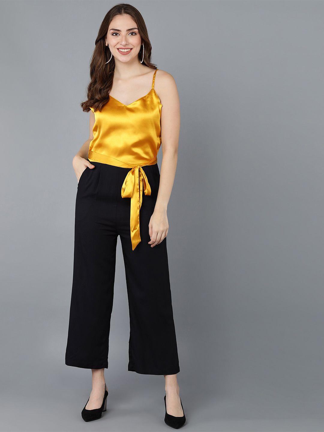 znx clothing yellow & black basic jumpsuit