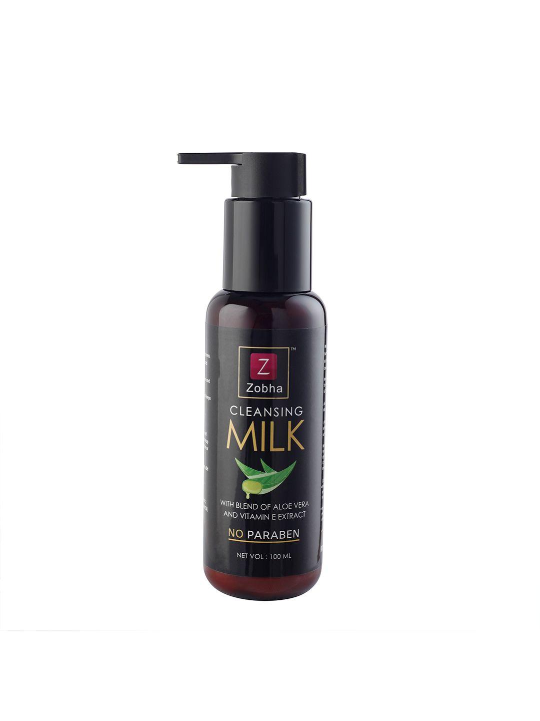 zobha paraben-free cleansing milk with aloe vera & vitamin e - 100 ml