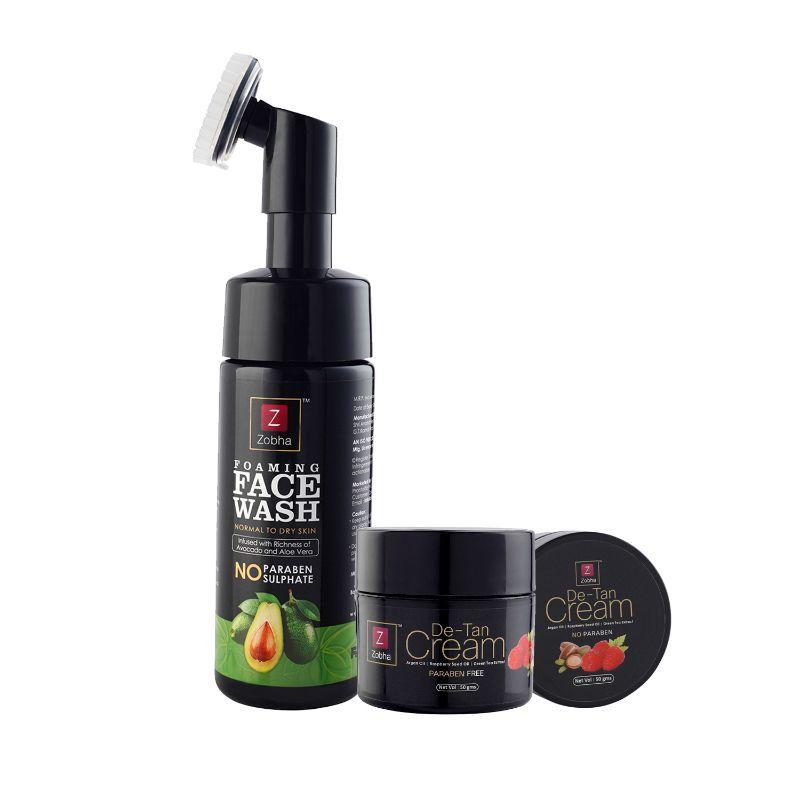 zobha tan care combo - avocado foaming facewash + detan cream