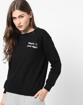 zodiac print crew-neck sweatshirt