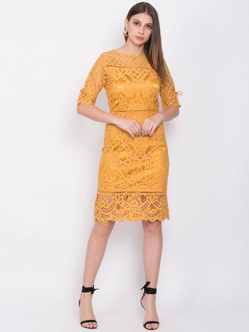 zoella mustard lace dress