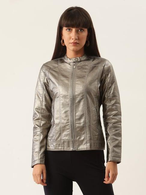 zoella metallic grey regular fit jacket