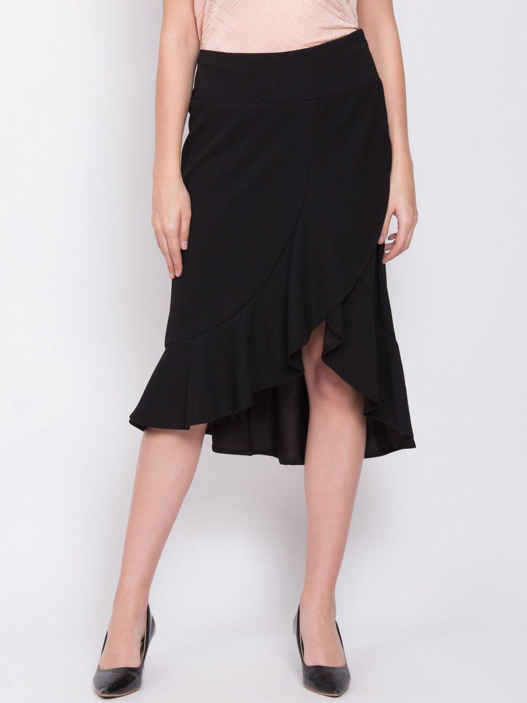 zoella women black solid tulip skirt