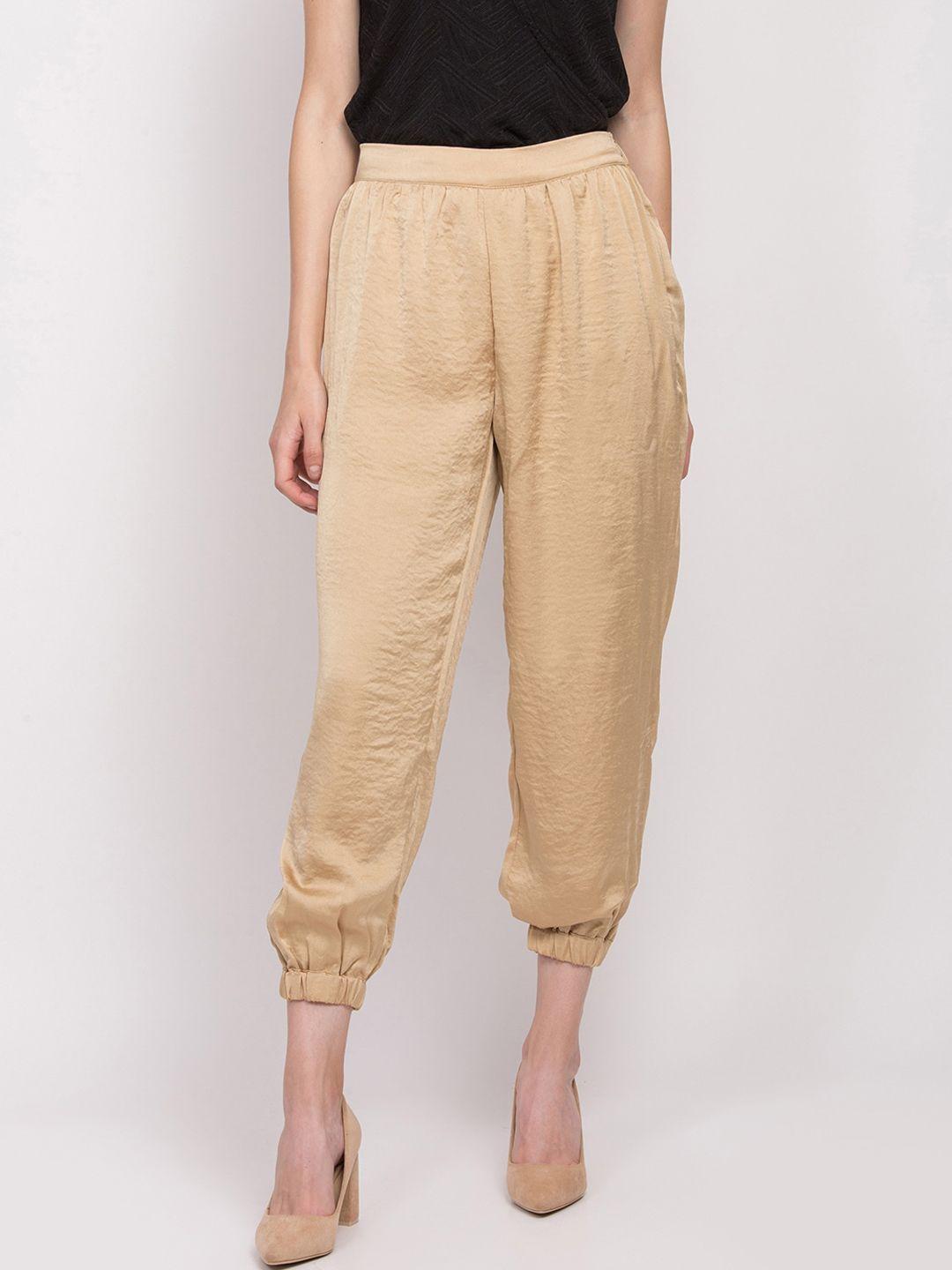 zoella women gold-toned regular fit solid joggers