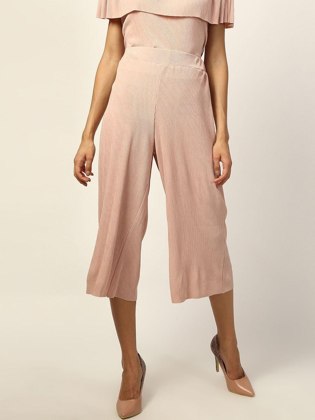zoella women peach-coloured culottes trousers