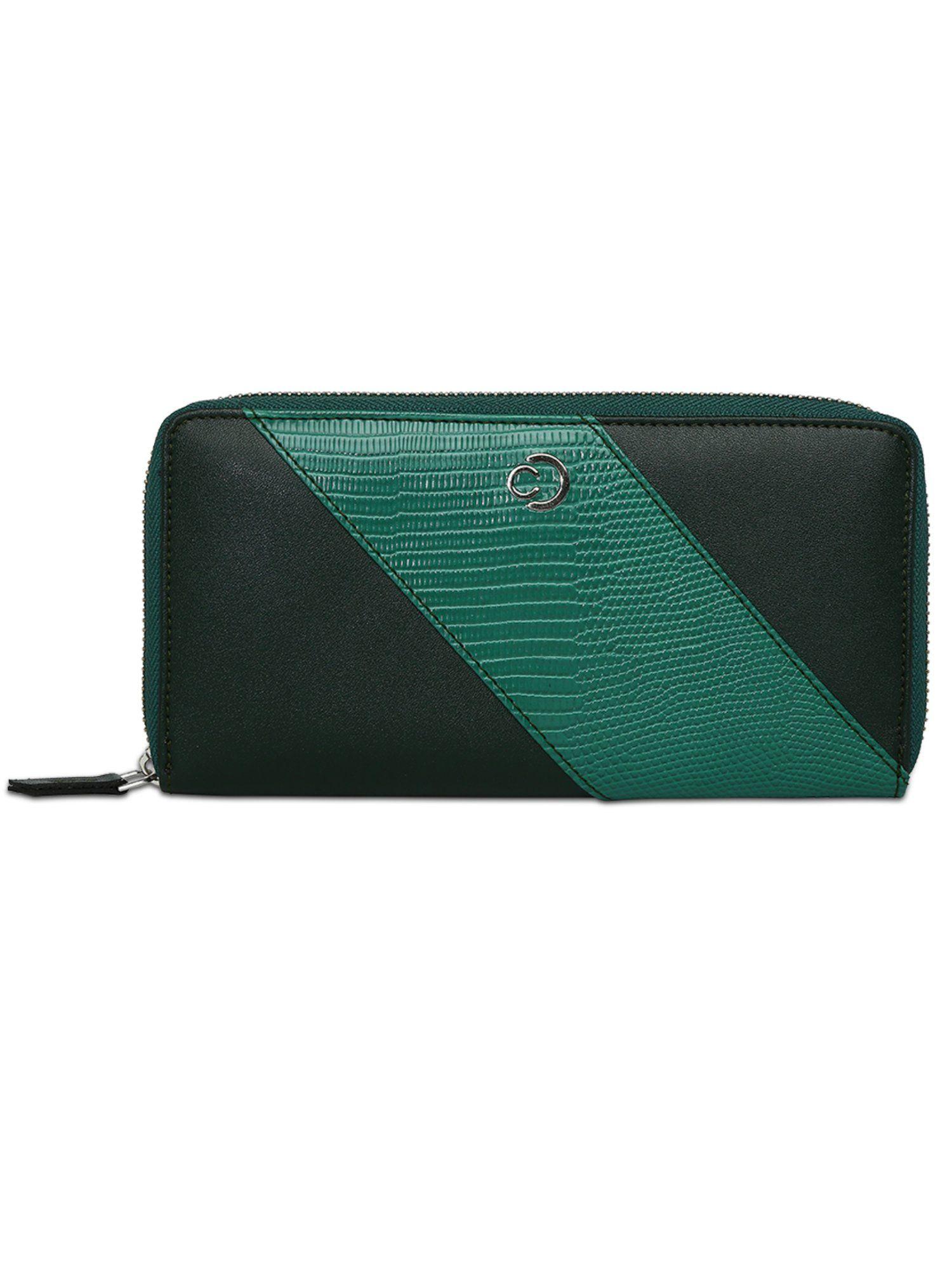 zoey large zip around bottle green wallet