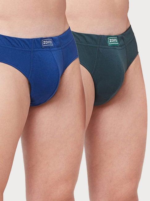 zoiro grass gables & dark blue cotton regular fit briefs - pack of 2