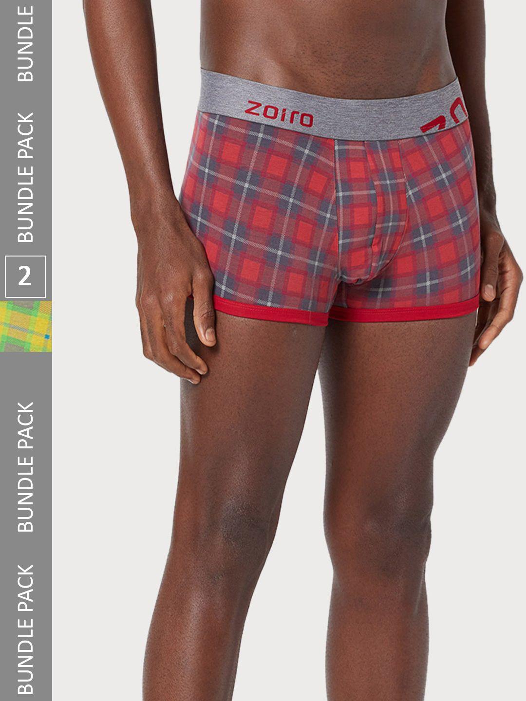 zoiro men pack of 2 checked cotton trunk