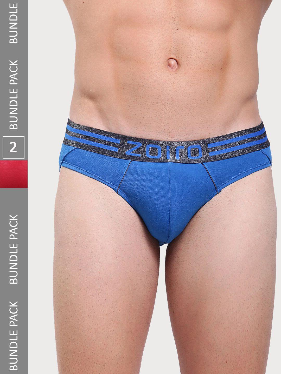 zoiro men pack of 2 mid-rise basic briefs sportsbrief-513chinesered+skydiver
