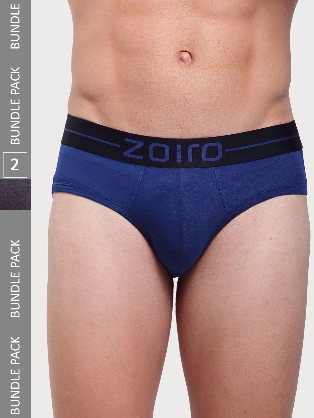 zoiro men pack of 2 solid knitted basic briefs