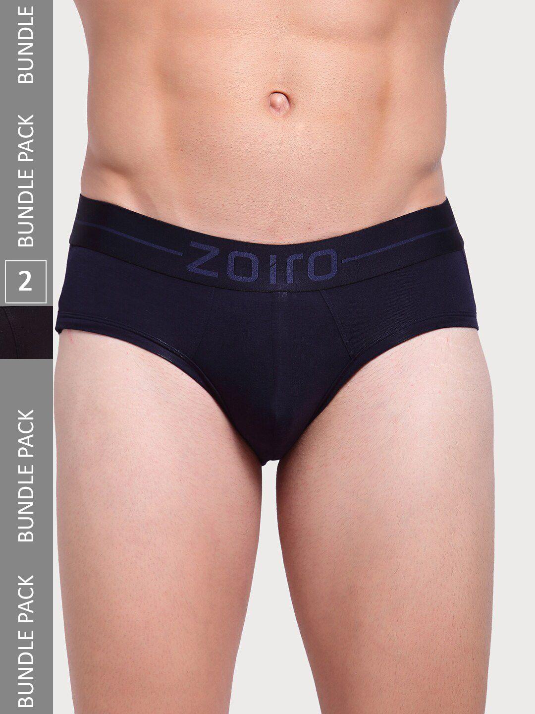 zoiro men pack of 2 solid mid-rise basic briefs