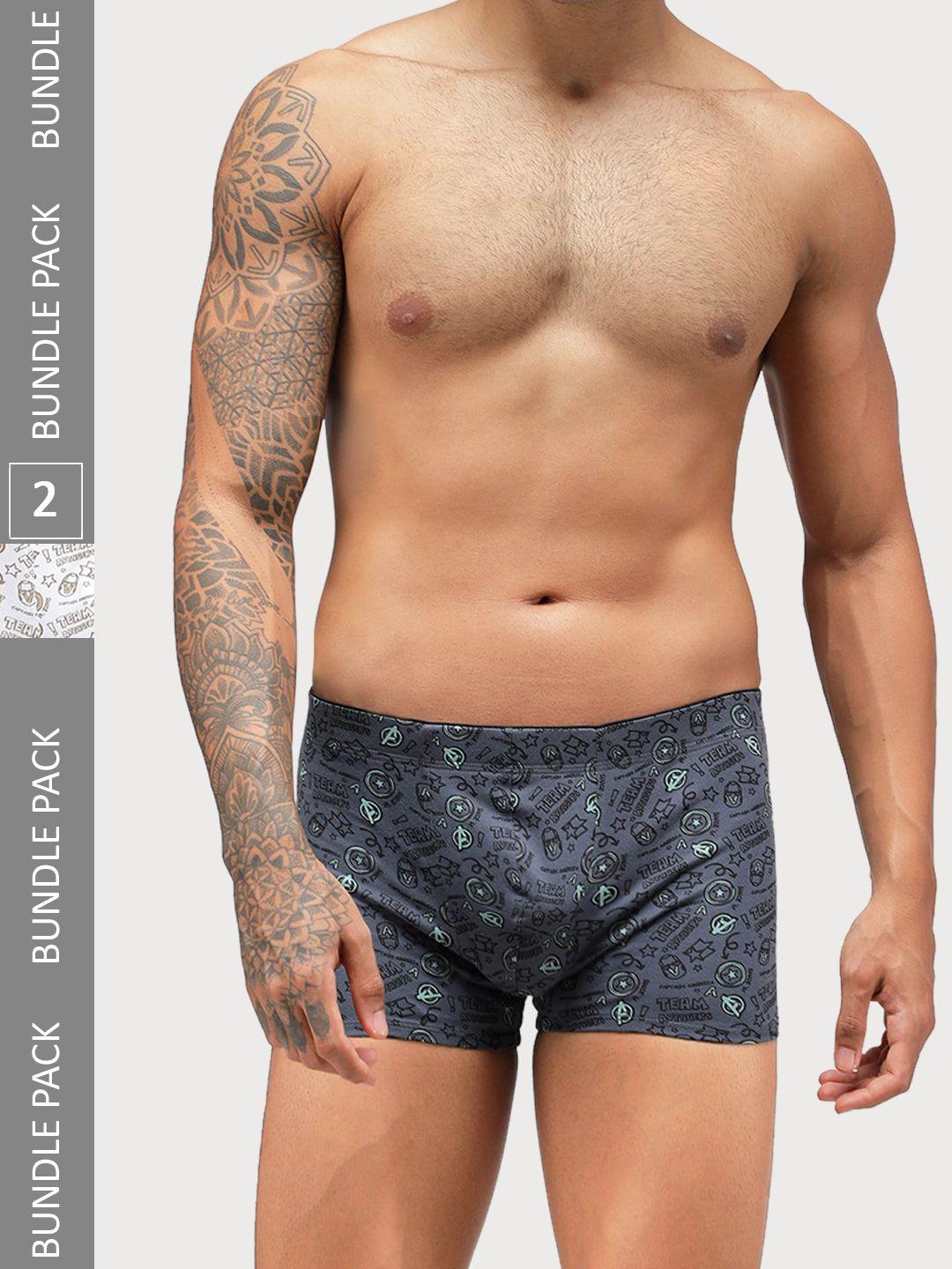 zoiro pack of 2 printed double-layered contoured pouch trunks