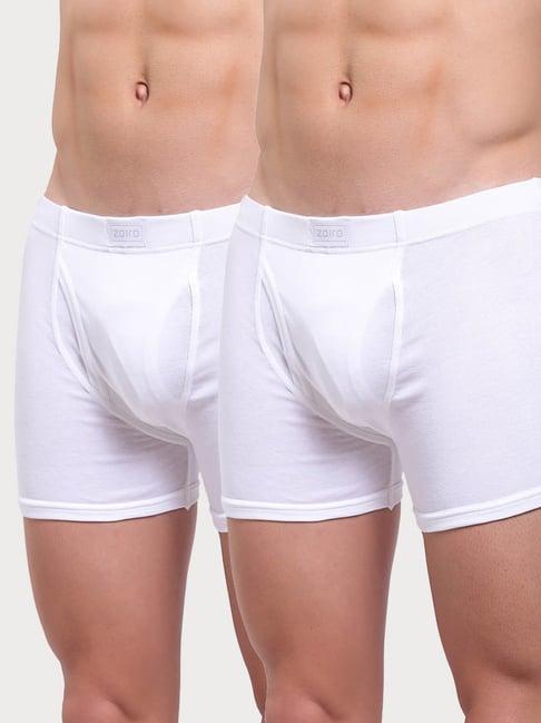 zoiro white cotton regular fit trunks - pack of 2