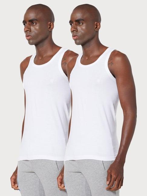 zoiro white regular fit vest - pack of 2