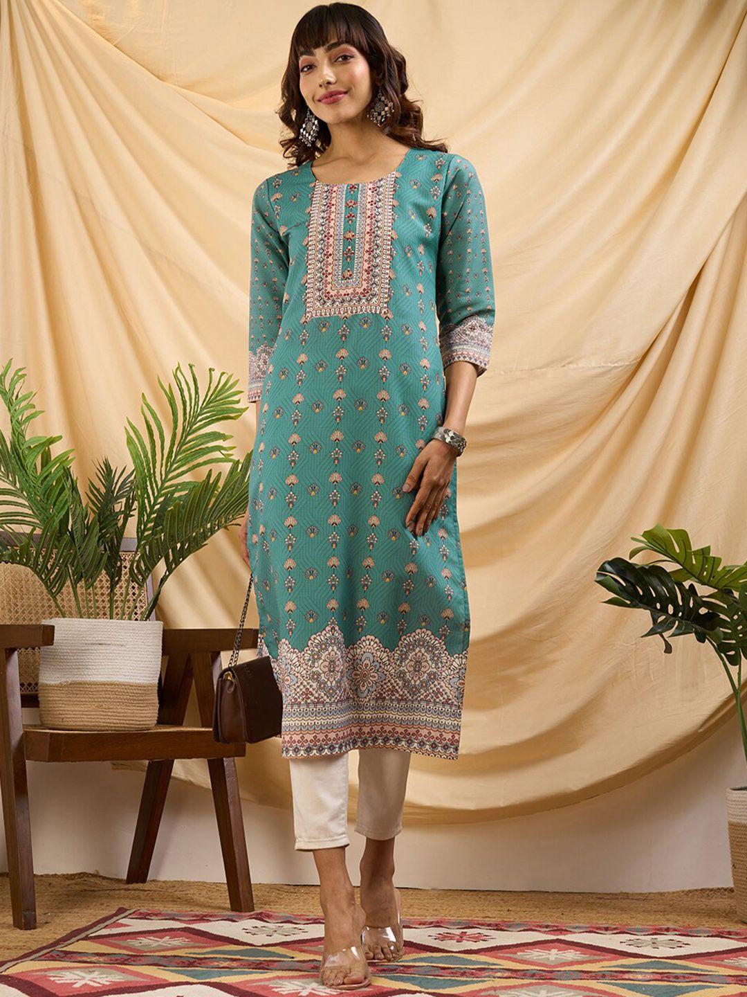 zola ethnic motifs printed comfort fit straight kurta