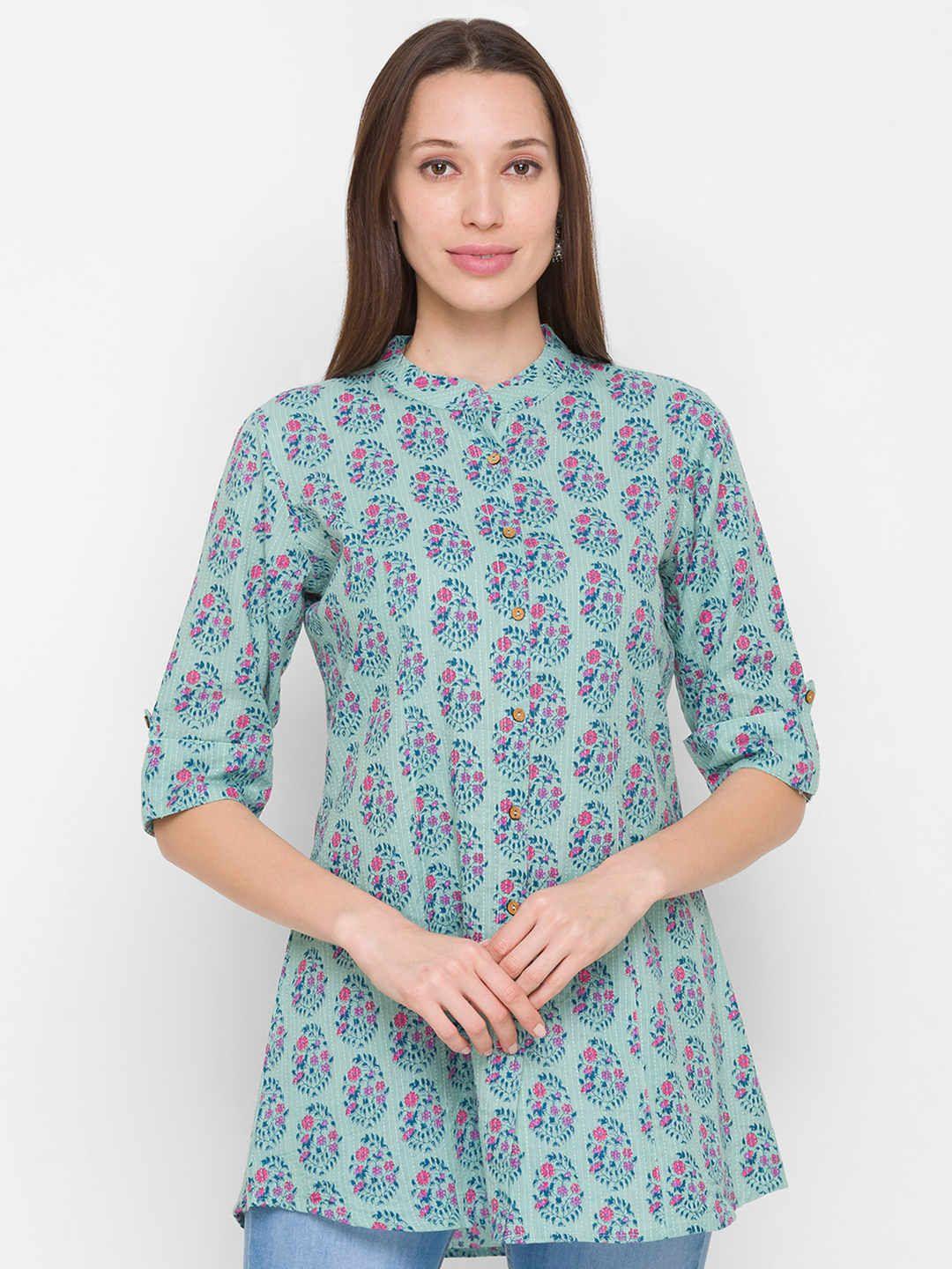zola-pure-cotton-mandarin-collar-printed-lightweight-tunic
