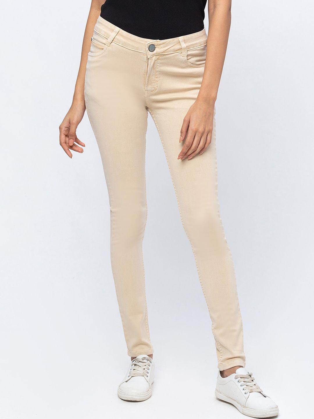 zola women beige slim fit jeans