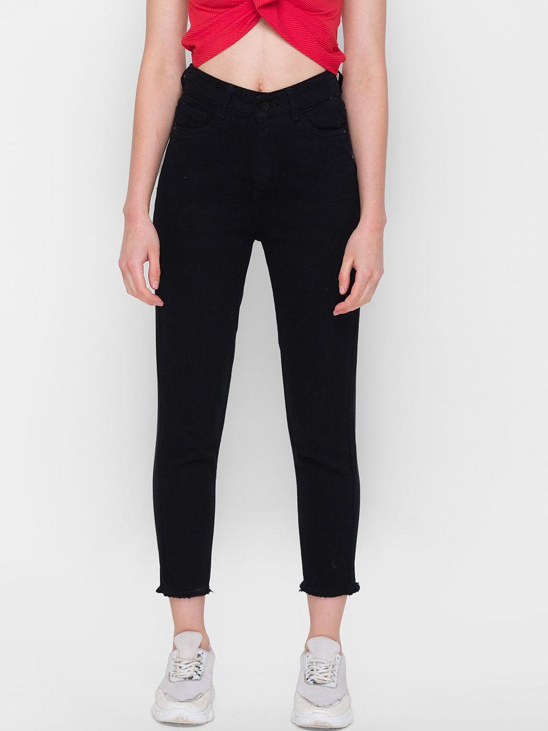 zola women black slim fit cotton denim jeans